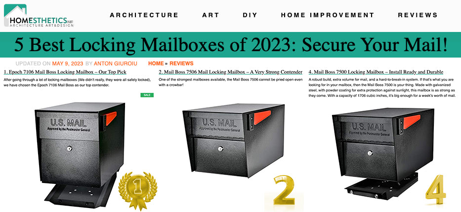 Mail Boss = 3/5 of Homesthetics "5 Best Locking Mailboxes of 2023"