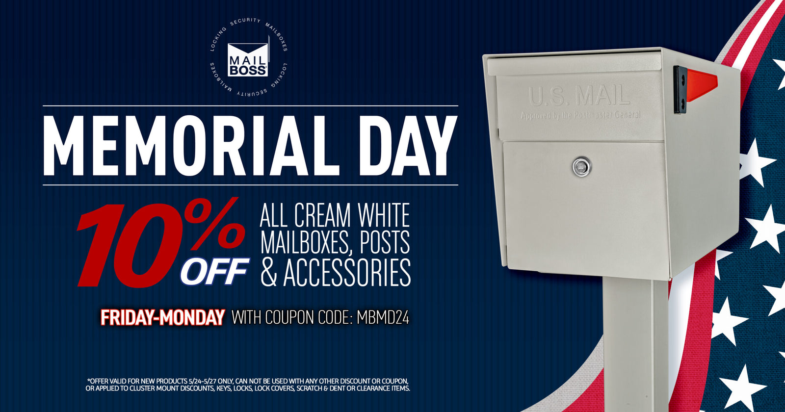 Mail security that suits your style: Memorial Day Sale on Cream White Mail Boss Locking Security Mailboxes