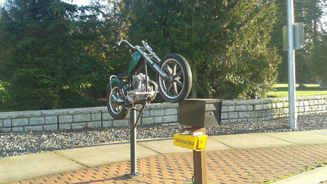 Cool Mail Boss Sighting - Motorcycle on a Mailbox!