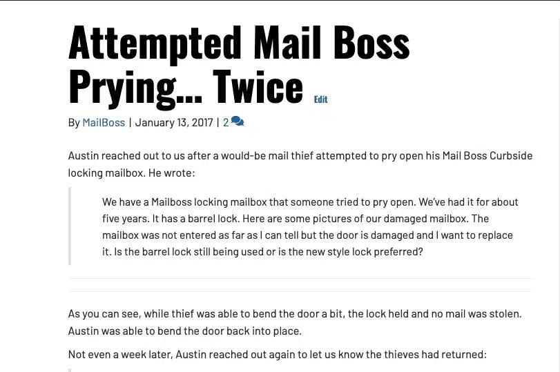 Attempted Mail Boss Prying... Twice