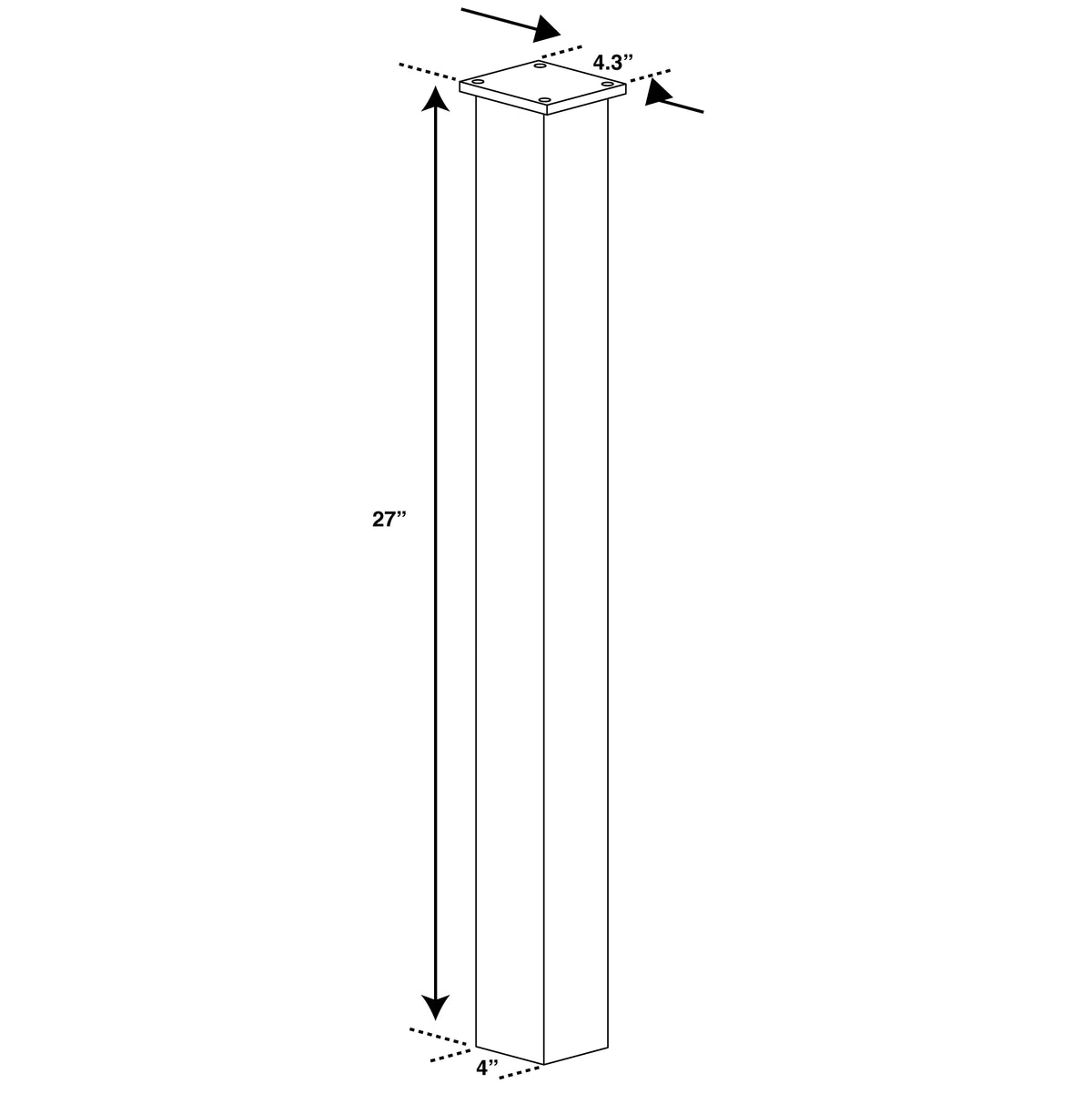 27" Surface Mount Post & Base Plate Package