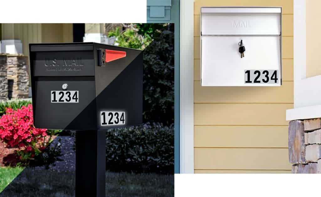 Reflective house numbers for mailbox, address numbers for mailbox outside Modern Architectural Epoch Design epic mailbox