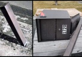 Packge Master Mailbox survives strike by drunk driver.